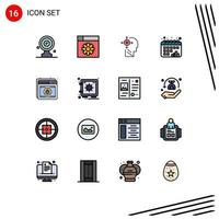 Set of 16 Modern UI Icons Symbols Signs for protection graph mind dots calendar Editable Creative Vector Design Elements