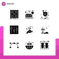 paquete de conjunto de iconos de glifo de 9 iconos sólidos aislados en fondo blanco para aplicaciones móviles y de impresión de diseño de sitios web receptivos vector