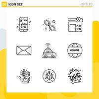 colección de 9 iconos de línea universal conjunto de iconos para web y móvil vector