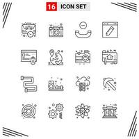 16 Icons Line Style Grid Based Creative Outline Symbols for Website Design Simple Line Icon Signs Isolated on White Background 16 Icon Set vector