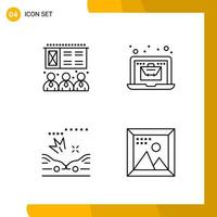 4 Icon Set Line Style Icon Pack Outline Symbols isolated on White Backgound for Responsive Website Designing vector