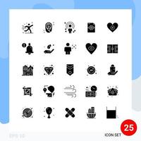 25 Universal Solid Glyphs Set for Web and Mobile Applications like arrow human setting file Editable Vector Design Elements