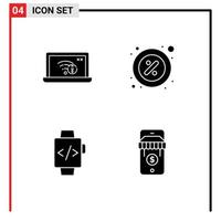 User Interface Pack of 4 Basic Solid Glyphs of connection rent lost part hand watch Editable Vector Design Elements