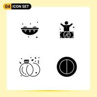 Stock Vector Icon Pack of 4 Line Signs and Symbols for sushi engagement billionaire person rings Editable Vector Design Elements