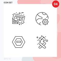 4 Creative Icons Modern Signs and Symbols of blueprint online tools global negative Editable Vector Design Elements