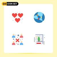 Set of 4 Commercial Flat Icons pack for heart people play web card Editable Vector Design Elements