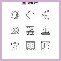 Stock Vector Icon Pack of 9 Line Signs and Symbols for data business currency scince api Editable Vector Design Elements