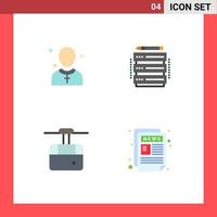 Set of 4 Modern UI Icons Symbols Signs for christian cable man database ski Editable Vector Design Elements