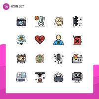Pictogram Set of 16 Simple Flat Color Filled Lines of lamp bulb code scanner printing Editable Creative Vector Design Elements