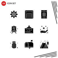 Collection of 9 Vector Icons in solid style Pixle Perfect Glyph Symbols for Web and Mobile Solid Icon Signs on White Background 9 Icons