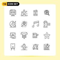 Group of 16 Modern Outlines Set for moon e shopping barrel online search box Editable Vector Design Elements