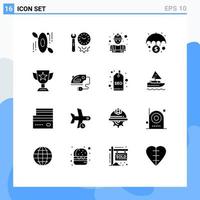 Set of 16 Modern UI Icons Symbols Signs for award protection builder money banking Editable Vector Design Elements