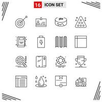 16 Icons Line Style Grid Based Creative Outline Symbols for Website Design Simple Line Icon Signs Isolated on White Background 16 Icon Set vector