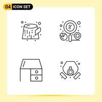 Modern Set of 4 Filledline Flat Colors Pictograph of pollution desk drawer finder search office desk Editable Vector Design Elements