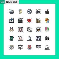 Universal Icon Symbols Group of 25 Modern Filled line Flat Colors of cart network protection business lock cyber security Editable Vector Design Elements