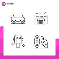 Outline Icon set Pack of 4 Line Icons isolated on White Background for responsive Website Design Print and Mobile Applications vector