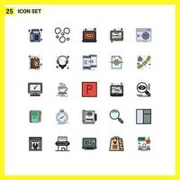 25 User Interface Filled line Flat Color Pack of modern Signs and Symbols of bag software news root admin Editable Vector Design Elements