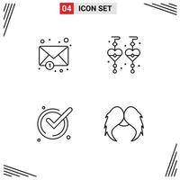 4 Creative Icons Modern Signs and Symbols of envelope acknowledge custom earrings accept hipster Editable Vector Design Elements