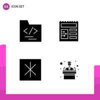 Glyph Icon set Pack of 4 Solid Icons isolated on White Background for responsive Website Design Print and Mobile Applications vector