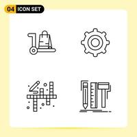 4 Creative Icons for Modern website design and responsive mobile apps 4 Outline Symbols Signs on White Background 4 Icon Pack vector