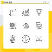 Outline Pack of 9 Universal Symbols of sky coin search man gear crypto currency Editable Vector Design Elements