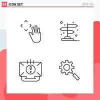 Collection of 4 Vector Icons in Line style Modern Outline Symbols for Web and Mobile Line Icon Sign Isolated on White Background 4 Icons