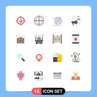 Group of 16 Modern Flat Colors Set for announcement target target campaign link Editable Pack of Creative Vector Design Elements