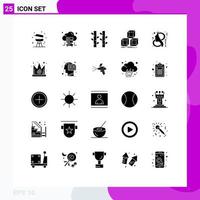 Modern Set of 25 Solid Glyphs and symbols such as female ay china box design Editable Vector Design Elements