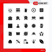 Group of 25 Modern Solid Glyphs Set for fan computer ketchup user interface Editable Vector Design Elements