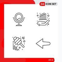 Creative Set of 4 Universal Outline Icons isolated on White Background vector