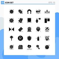 Pictogram Set of 25 Simple Solid Glyphs of conference unread horseshoe speech message Editable Vector Design Elements