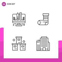 Outline Icon set Pack of 4 Line Icons isolated on White Background for responsive Website Design Print and Mobile Applications vector