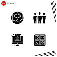 Collection of 4 Vector Icons in solid style Pixle Perfect Glyph Symbols for Web and Mobile Solid Icon Signs on White Background 4 Icons