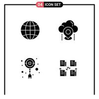 Universal Icon Symbols Group of 4 Modern Solid Glyphs of global decoration location map ornament Editable Vector Design Elements