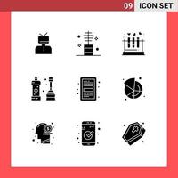 Group of 9 Solid Glyphs Signs and Symbols for equipment bathroom makeup wedding love Editable Vector Design Elements