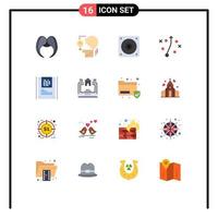 Pack of 16 Modern Flat Colors Signs and Symbols for Web Print Media such as data analysis bulb strategy management Editable Pack of Creative Vector Design Elements