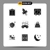 9 Universal Solid Glyphs Set for Web and Mobile Applications console game delivery shield protect Editable Vector Design Elements