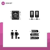 Set of 4 Commercial Solid Glyphs pack for card ball gift data friends Editable Vector Design Elements