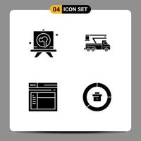 Pack of 4 creative Solid Glyphs of drawing internet board lift web Editable Vector Design Elements