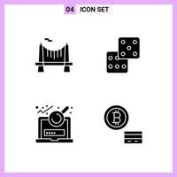 4 Icons in Solid Style Glyph Symbols on White Background Creative Vector Signs for Web mobile and Print