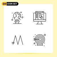 4 iconos creativos para el diseño moderno de sitios web y aplicaciones móviles receptivas 4 símbolos de contorno signos sobre fondo blanco paquete de 4 iconos vector