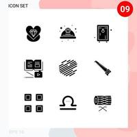 Pack of 9 Modern Solid Glyphs Signs and Symbols for Web Print Media such as factom growth knowledge safety knowledge garden Editable Vector Design Elements