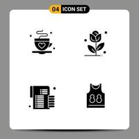 4 User Interface Solid Glyph Pack of modern Signs and Symbols of cup investment love love shirt Editable Vector Design Elements