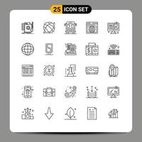 Line Pack of 25 Universal Symbols of process webpage sport web transport Editable Vector Design Elements