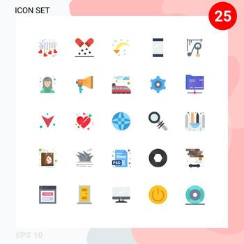 25 Universal Flat Color Signs Symbols of device android refresh mobile phone Editable Vector Design Elements