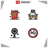 4 Creative Icons Modern Signs and Symbols of fries business party electric world Editable Vector Design Elements