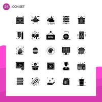 Set of 25 Modern UI Icons Symbols Signs for bonus network weather data cloud Editable Vector Design Elements