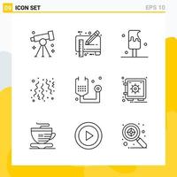 Collection of 9 Universal Line Icons Icon Set for Web and Mobile vector