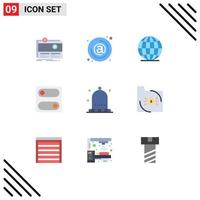 Group of 9 Modern Flat Colors Set for hat toggle email switch world Editable Vector Design Elements