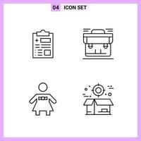 4 Icons in Line Style Outline Symbols on White Background Creative Vector Signs for Web mobile and Print